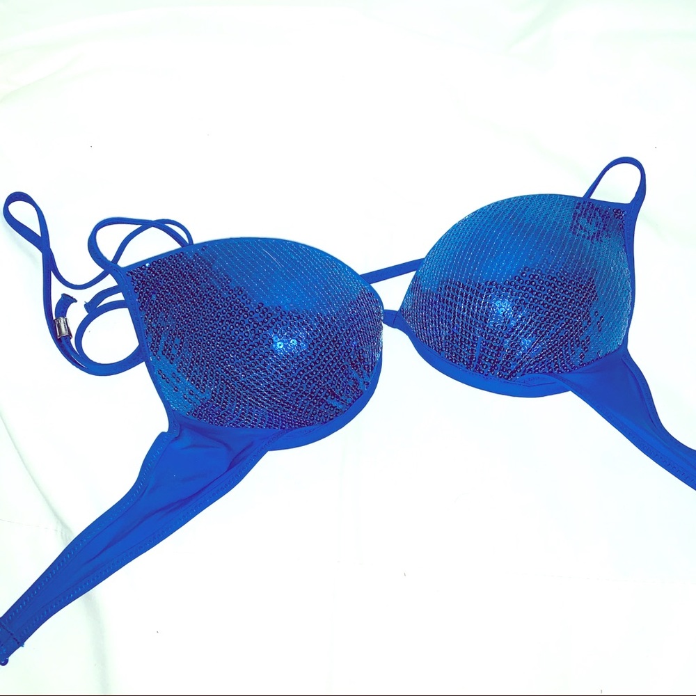 PINK/VS Bombshell Swimsuit Top - Blue Sequined